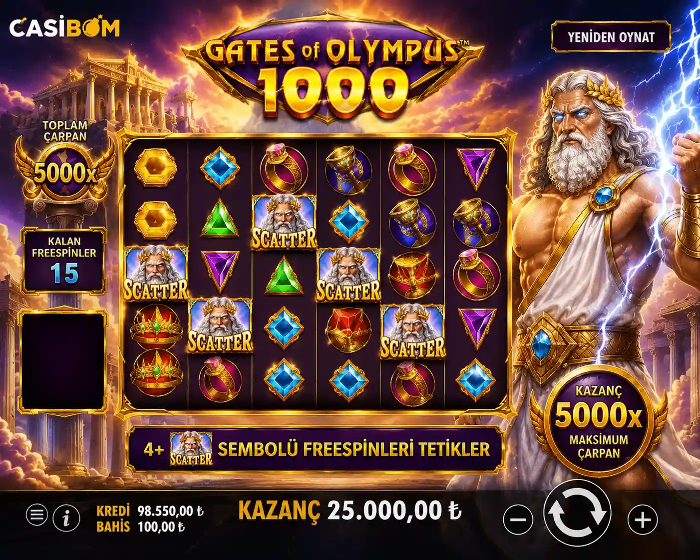 Casibom Gates of Olympus 1000 oyun görseli