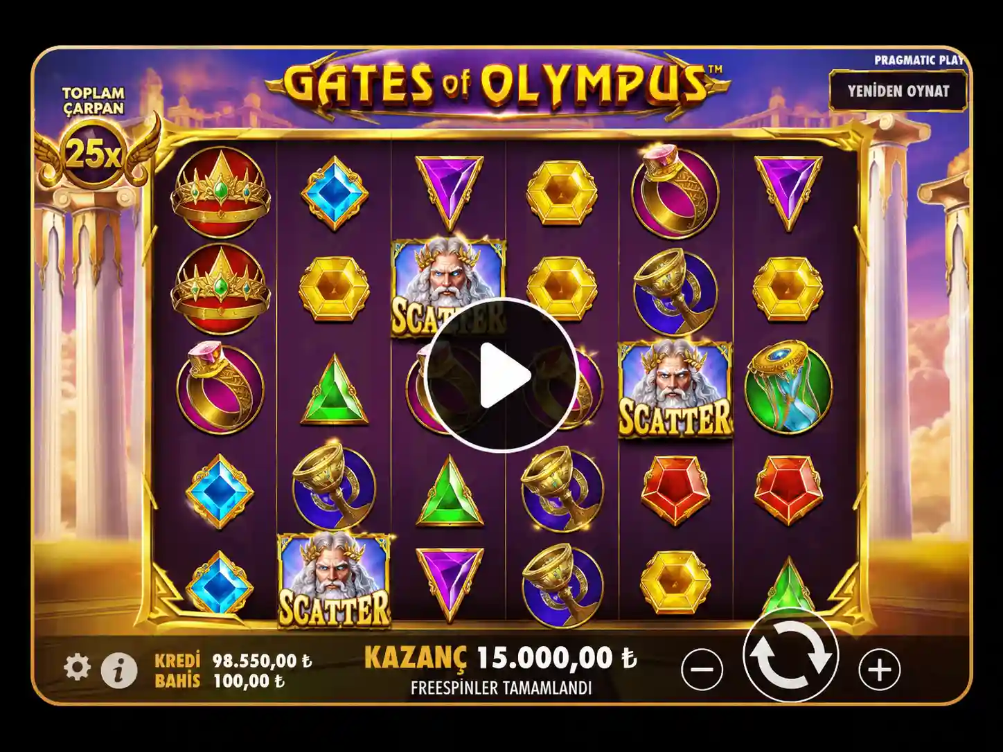 Casibom Gates of Olympus demo oyun ekranı